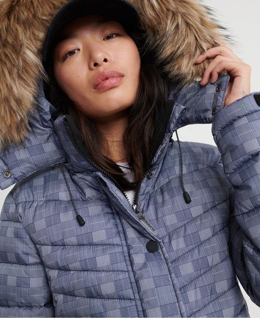 Chaqueta alcochada con capucha y pelo Superdry Navy