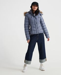 Chaqueta alcochada con capucha y pelo Superdry Navy