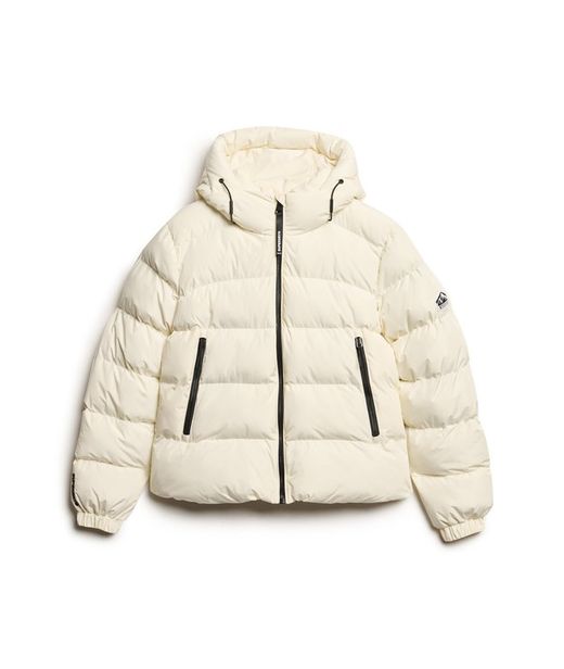 Chaqueta alcochada corta con capucha Superdry Off White