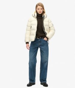 Chaqueta alcochada corta con capucha Superdry Off White