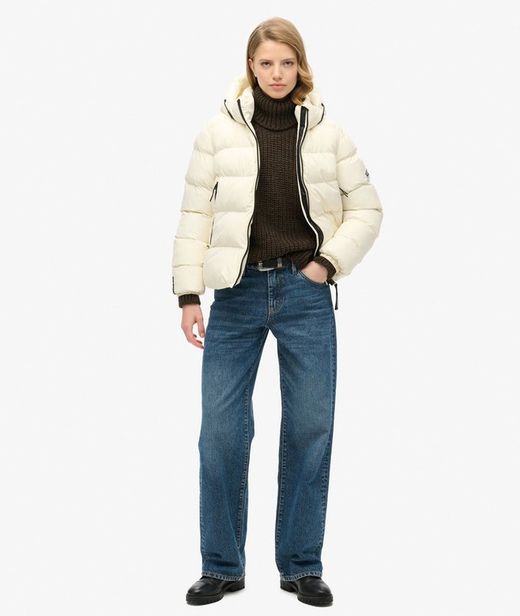 Chaqueta alcochada corta con capucha Superdry Off White