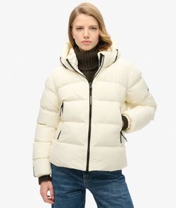 Chaqueta alcochada corta con capucha Superdry Off White