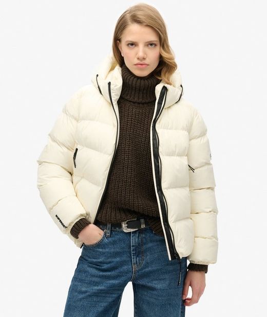Chaqueta alcochada corta con capucha Superdry Off White