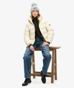 Chaqueta alcochada corta con capucha Superdry Off White