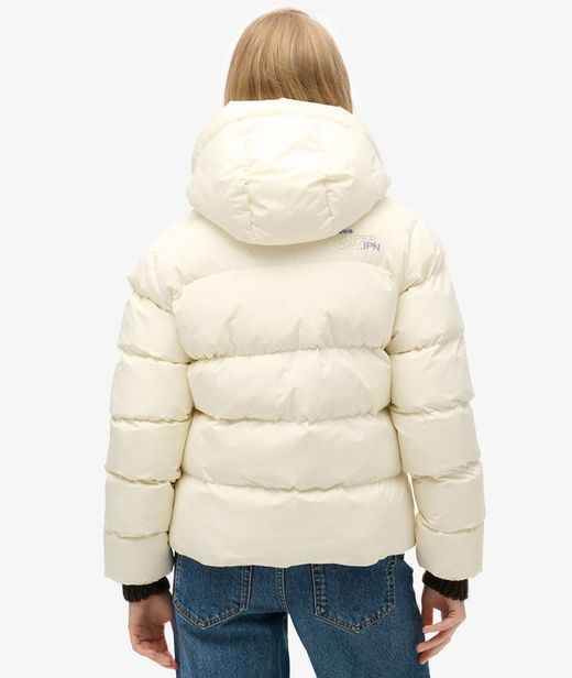 Chaqueta alcochada corta con capucha Superdry Off White