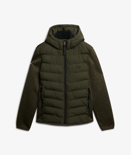 Chaqueta alcochada híbrida con capucha Superdry Kakhi