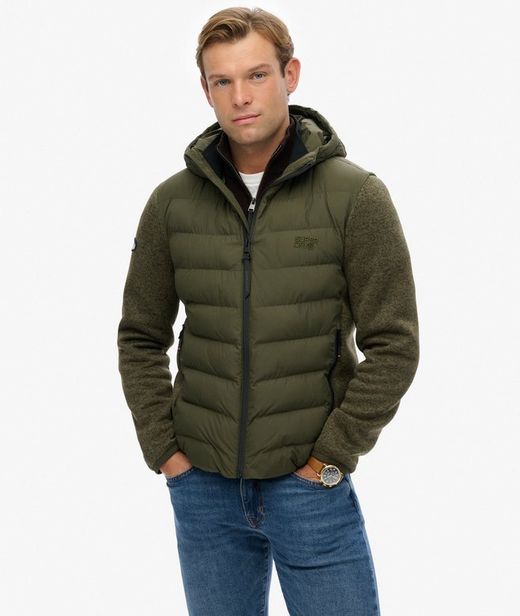 Chaqueta alcochada híbrida con capucha Superdry Kakhi