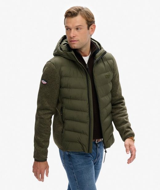 Chaqueta alcochada híbrida con capucha Superdry Kakhi