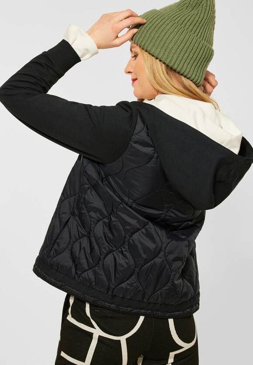 Chaqueta con capucha alcochada combinada Street One Black