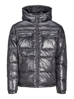 Chaqueta con capucha alcochada con efecto metalizado Jack & Jones Asphalt