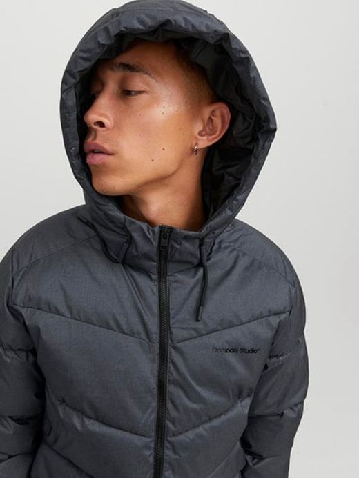 Chaqueta con capucha alcochada Jack & Jones Dark Grey