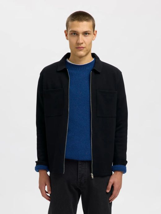 Chaqueta con cremallera y bolsillos Selected Black