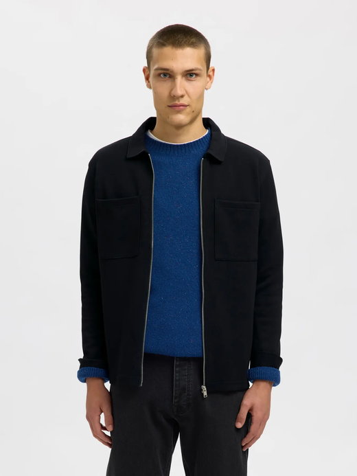 Chaqueta con cremallera y bolsillos Selected Black