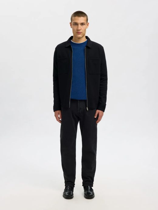 Chaqueta con cremallera y bolsillos Selected Black