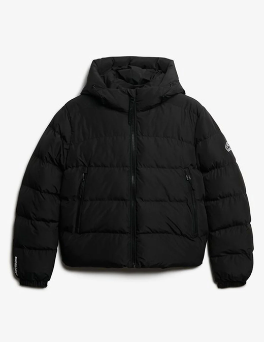 Chaqueta corta con capucha alcochada Superdry Black