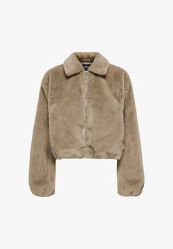 Chaqueta corta con cremallera de pelo Only Silver Mink