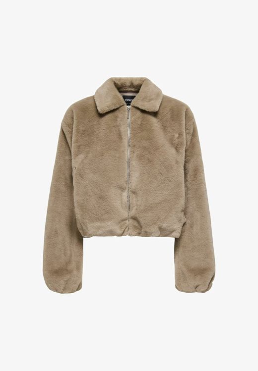 Chaqueta corta con cremallera de pelo Only Silver Mink
