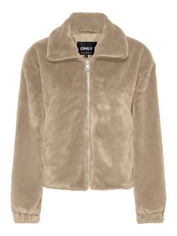 Chaqueta corta con cremallera de pelo Only Silver Mink