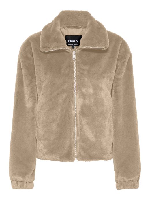 Chaqueta corta con cremallera de pelo Only Silver Mink