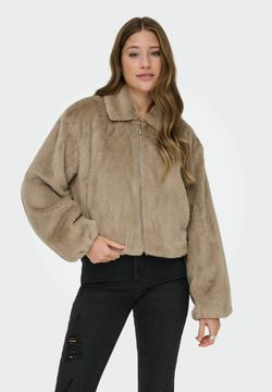 Chaqueta corta con cremallera de pelo Only Silver Mink