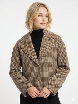 Chaqueta corta con estampado pata de gallo Noisy May Silver Lining