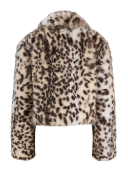 Chaqueta corta de pelo con estampado animal Jjxx Bone White