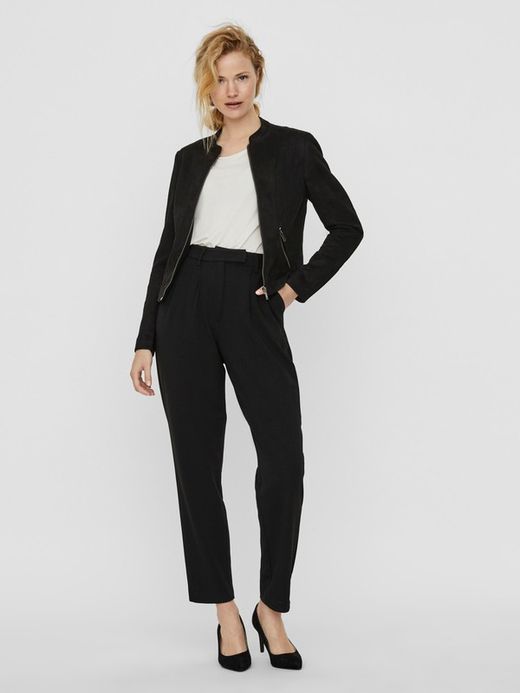 Vero Moda Schwarze Samtjacke mit kurzem Reißverschluss