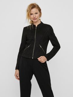 Vero Moda Schwarze Samtjacke mit kurzem Reißverschluss