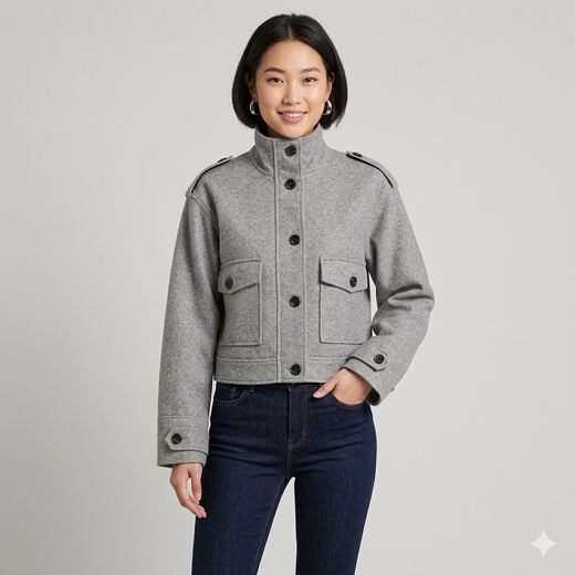 Chaqueta corta jaspeada con bolsillos Only Plum Kitten