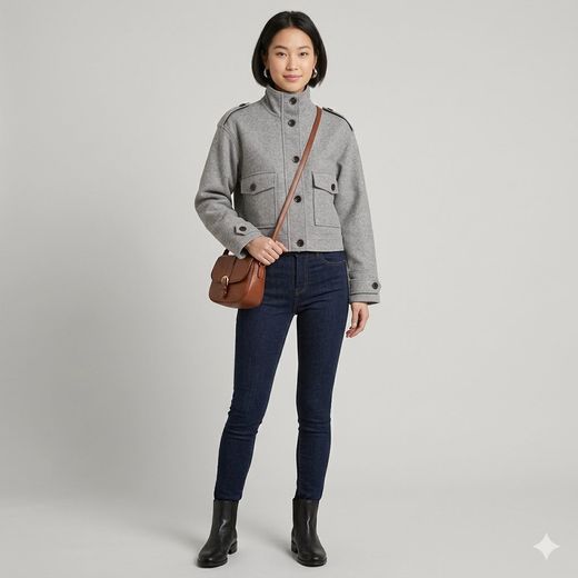 Chaqueta corta jaspeada con bolsillos Only Plum Kitten