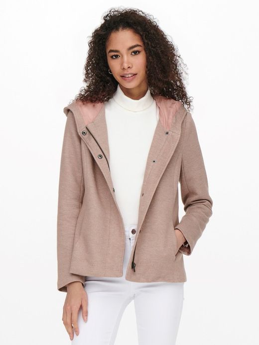 Chaqueta corta jaspeada con capucha Only Mocha Mousse