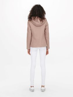 Chaqueta corta jaspeada con capucha Only Mocha Mousse