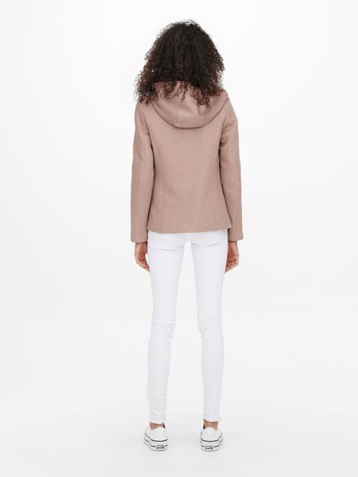 Chaqueta corta jaspeada con capucha Only Mocha Mousse