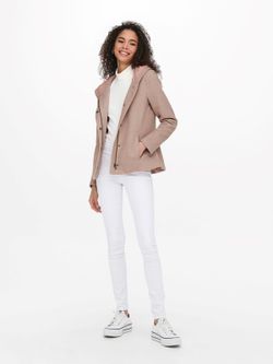 Chaqueta corta jaspeada con capucha Only Mocha Mousse