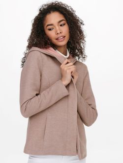 Chaqueta corta jaspeada con capucha Only Mocha Mousse