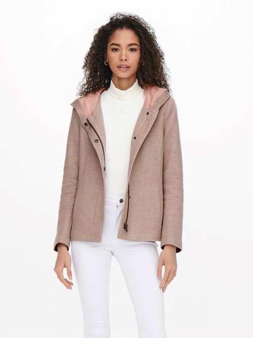 Chaqueta corta jaspeada con capucha Only Mocha Mousse