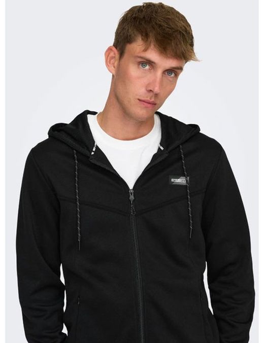 Chaqueta de chándal con cremallera y capucha Only & Sons Black