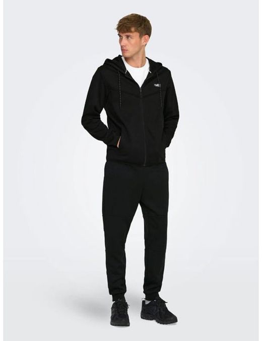 Chaqueta de chándal con cremallera y capucha Only & Sons Black