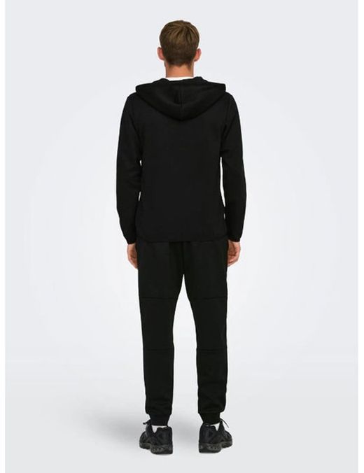 Chaqueta de chándal con cremallera y capucha Only & Sons Black