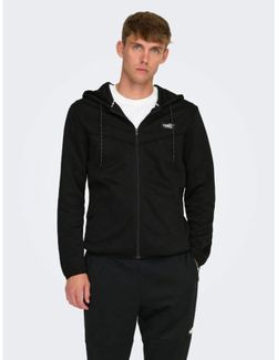 Chaqueta de chándal con cremallera y capucha Only & Sons Black