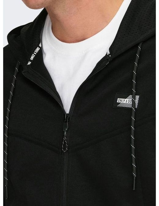 Chaqueta de chándal con cremallera y capucha Only & Sons Black