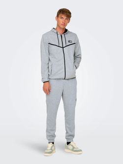 Chaqueta de chándal con cremallera y capucha Only & Sons Light Grey Mela