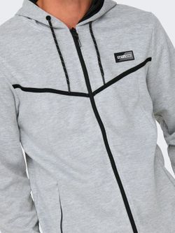 Chaqueta de chándal con cremallera y capucha Only & Sons Light Grey Mela