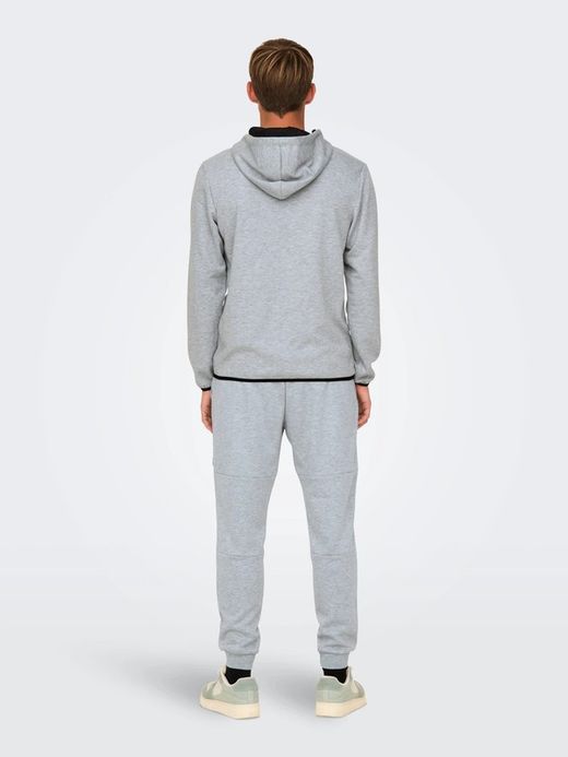 Chaqueta de chándal con cremallera y capucha Only & Sons Light Grey Mela