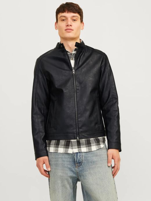 Chaqueta de polipiel con cremallera Jack & Jones Black