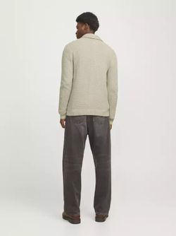 Chaqueta de punto con botones y trenzas Jack & Jones White Melange