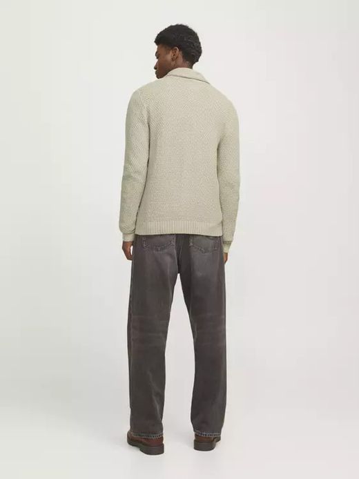 Chaqueta de punto con botones y trenzas Jack & Jones White Melange