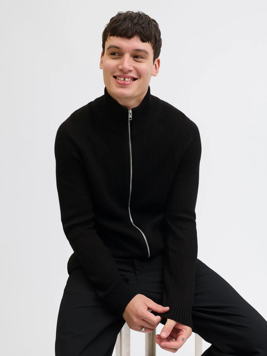 Chaqueta de punto canalé Jack & Jones Black