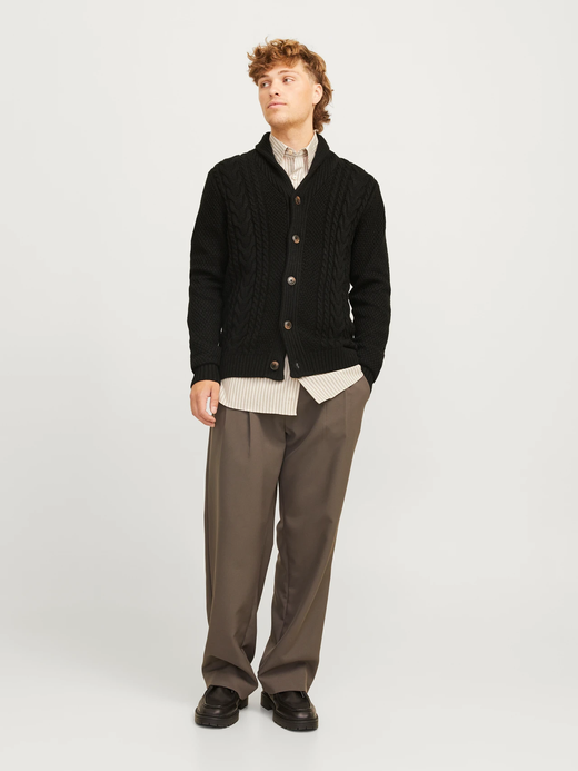 Chaqueta de punto con botones y trenzas Jack & Jones Black