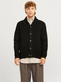 Chaqueta de punto con botones y trenzas Jack & Jones Black